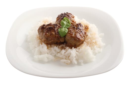 meatballs with boiled rice