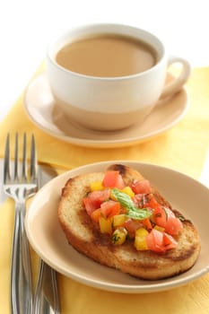 toast with cut vegetables