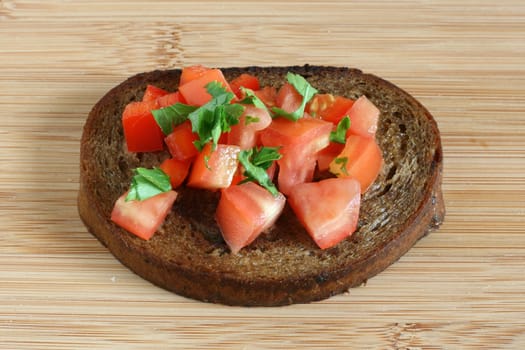 toast with cut tomato