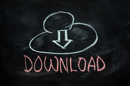 Cloud download concept written on blackboard