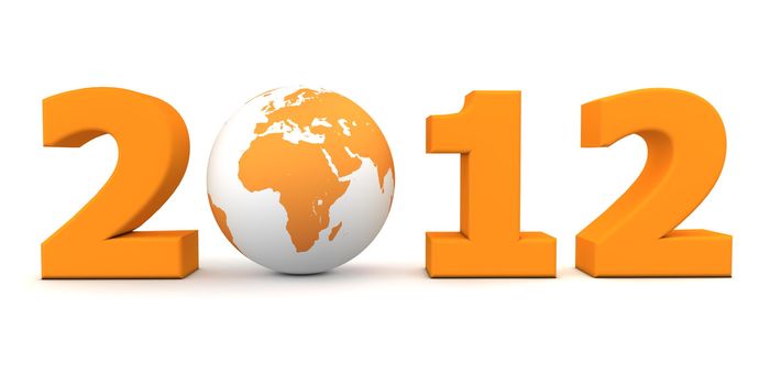 orange date 2012 with a 3D globe replacing number 0