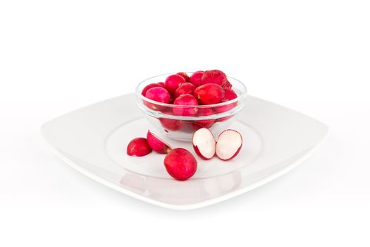 Healthy vegetable with  radish on white background.