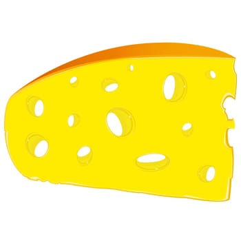 Natural swiss dairy cheese on a white background