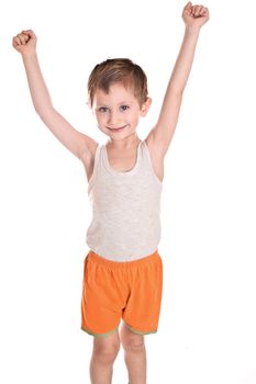 Portrait of happy child isolated on white background