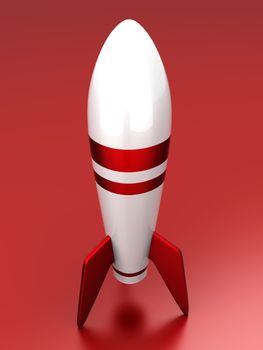 3D rendered Illustration. A cartoon rocket.