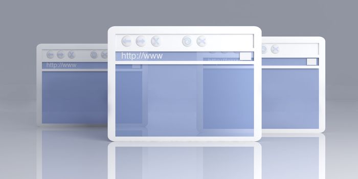 3D Illustration. Symbolic Browser Windows.
