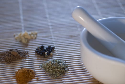 ceramic spice grinder with some ground spices