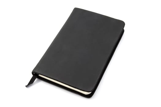 Black notebook isolated on white background 