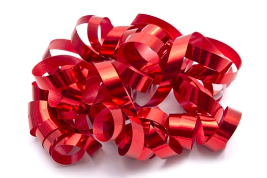 Red Decorative Ribbon Closeup On White Background