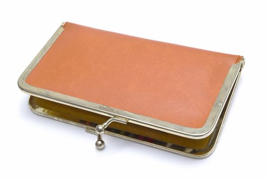 Old purse isolated on white background 
