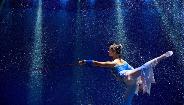 CHENGDU - DEC 9: Chinese dancing girls perform modern dance onstage at JINCHENG theater on Dec 9,2007 in Chengdu, China.