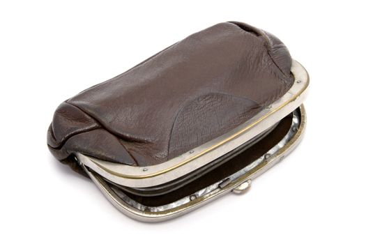 Old purse isolated on white background 
