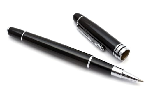 Black Ballpoint Pen Isolated On White background 
