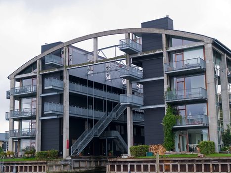 Copenhagen Denmark modern residential houses in front of the canals