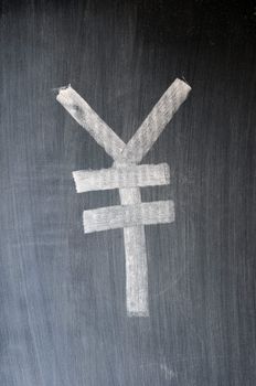 Renminbi Yuan sign written on a blackboard