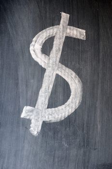 US Dollar sign written on a blackboard