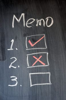 Memorandum written with chalk on blackboard