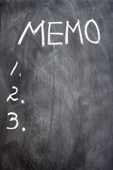 Memorandum written with chalk on blackboard
