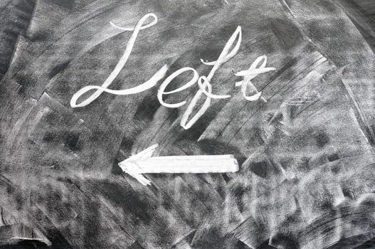 Left written on blackboard with an arrow
