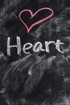 Shape and word of Heart on a blackboard