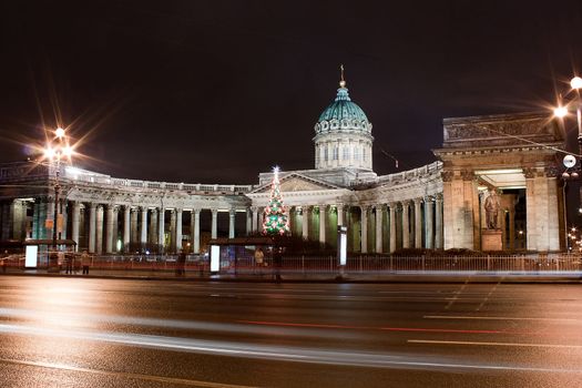 Kazan Cathedral in St. Petersburg (Russia) by night