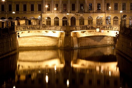 Bridge in Saint Petersburg, Russia by night