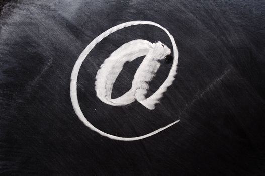 Symbol of internet written on blackboard