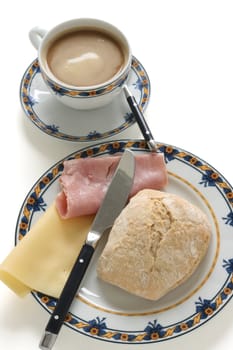 Bread with cheese and ham
