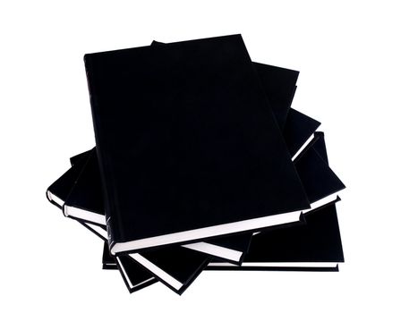 Pack of books in black covers on white background