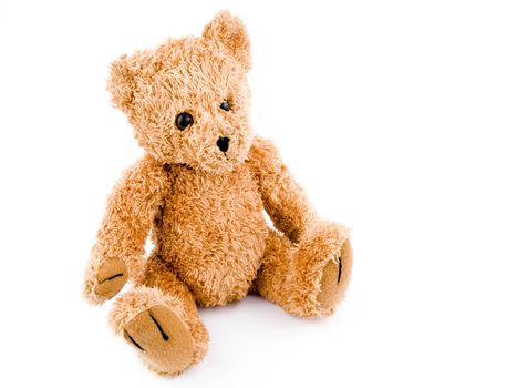 Brown teddy-bear on white background.