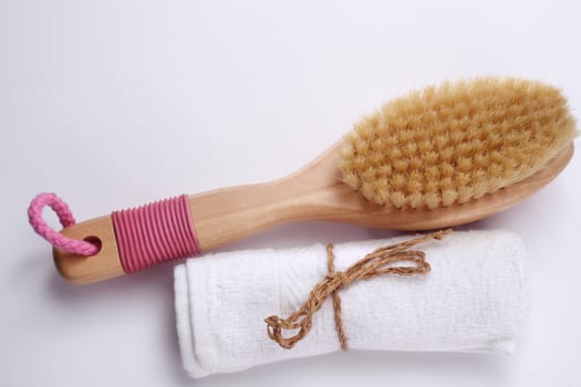 hair brush and towel