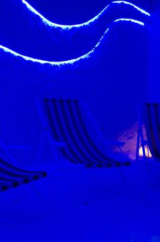 Relaxation speleoclimatic salt room on dark blue illumination