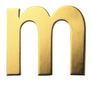 golden color alphabet of letter m