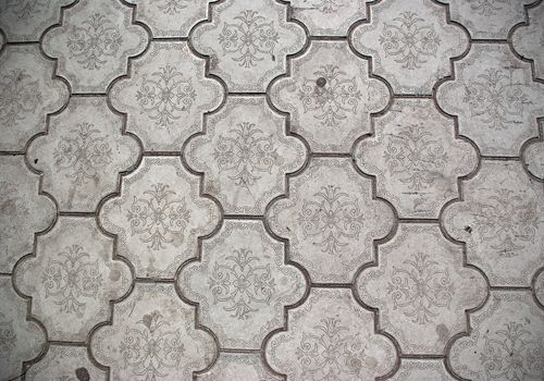 the Closeup of ceramic olden floor tile