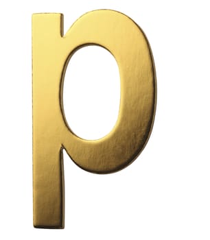 golden color alphabet of letter p