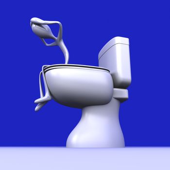 3D rendered Illustration. Being Sad in the restroom.