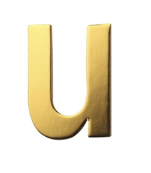 golden color alphabet of letter u