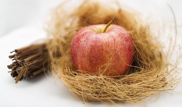 Fresh red apple in a kitchen