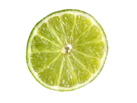 Juicy lime slice isolated on a white background