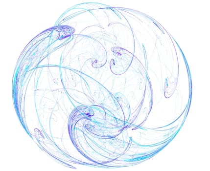 high resolution flame fractal forming a delicate blue ball