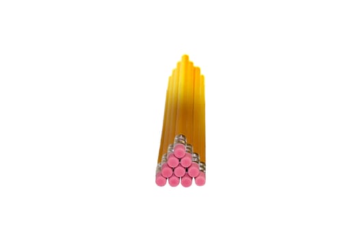 Isolated Pencils in a Pyramid stack working together as a team.