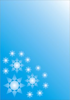 blue graduated background with snowflakes, plenty of copy space