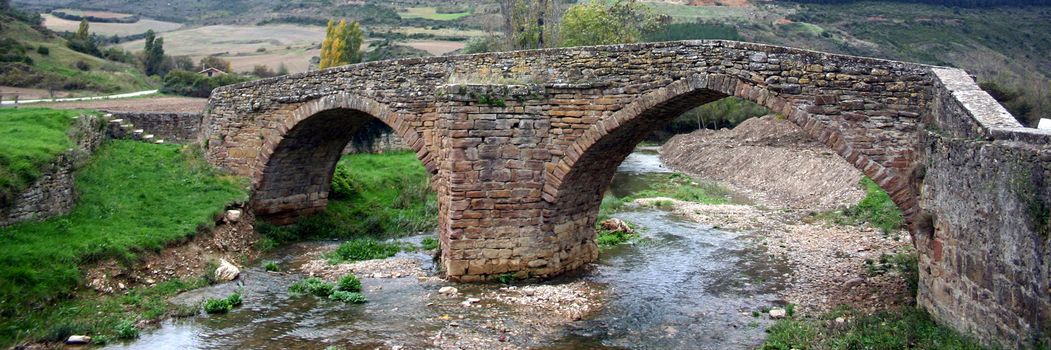 romanic bridge in Monreal, Navarra, Spain