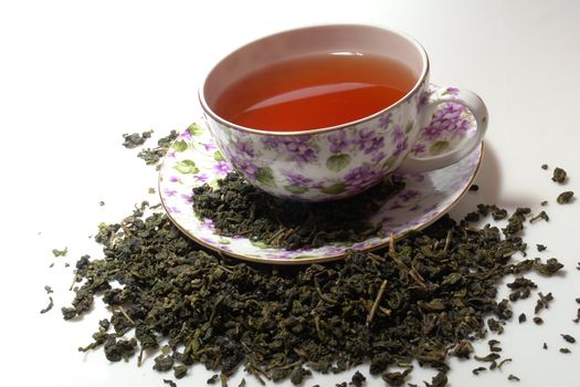 cup of tea on the white background 