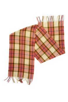 Small pink checkered scarf  on a white background

