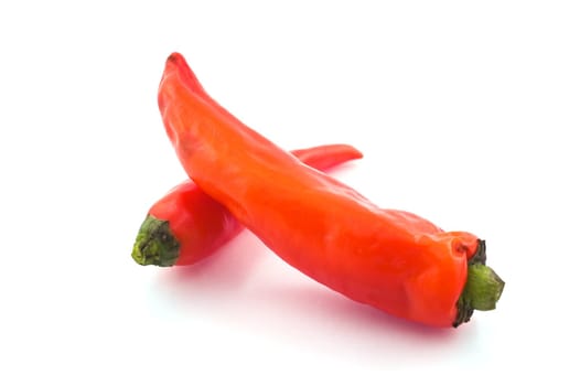 Red chili peppers on white background