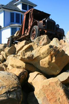 Close up of a rusty vintage truck.
