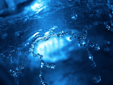 Close up shot of splashing water frozen in motion