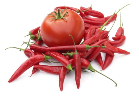 hot pepper on the white background 
