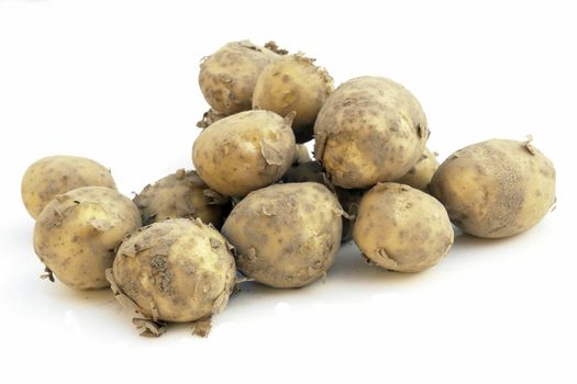 potatoes on the white background 